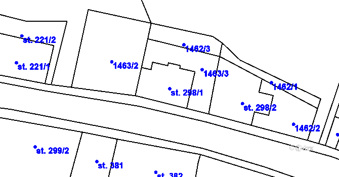 Parcela st. 298/1 v KÚ Bynov, Katastrální mapa