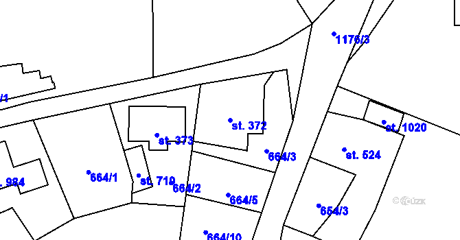 Parcela st. 372 v KÚ Bynov, Katastrální mapa
