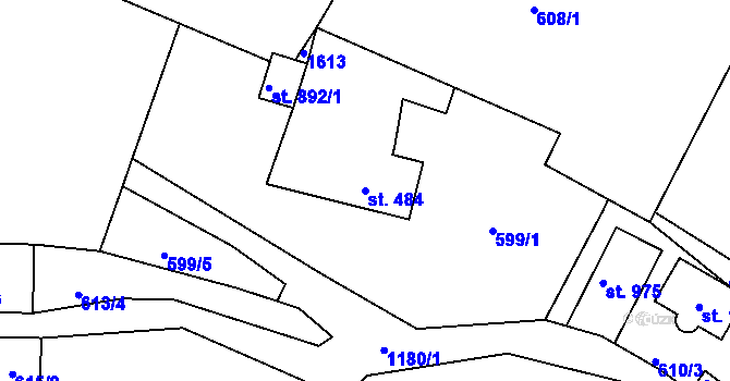 Parcela st. 484 v KÚ Bynov, Katastrální mapa