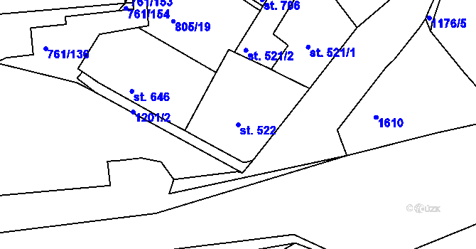 Parcela st. 522 v KÚ Bynov, Katastrální mapa