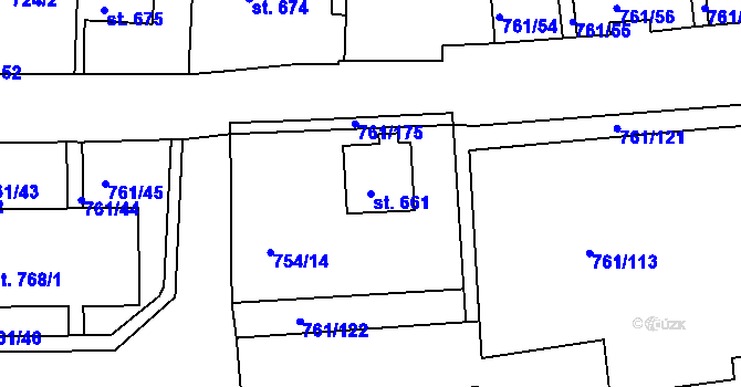 Parcela st. 661 v KÚ Bynov, Katastrální mapa