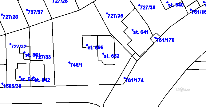 Parcela st. 662 v KÚ Bynov, Katastrální mapa