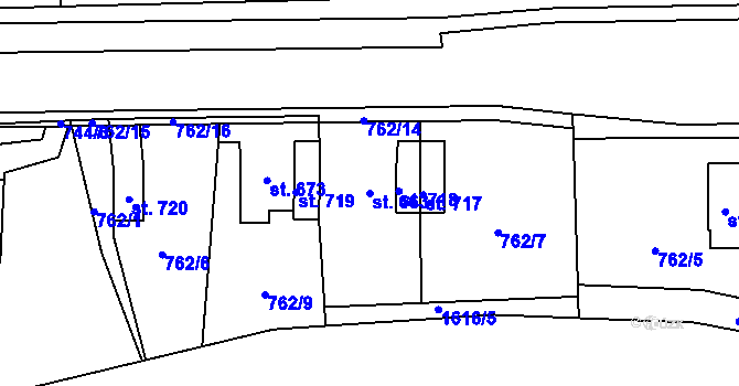 Parcela st. 663 v KÚ Bynov, Katastrální mapa