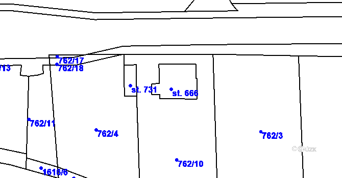 Parcela st. 666 v KÚ Bynov, Katastrální mapa