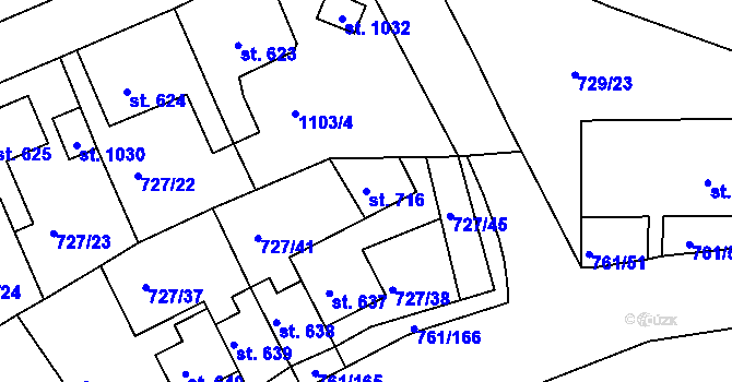 Parcela st. 716 v KÚ Bynov, Katastrální mapa