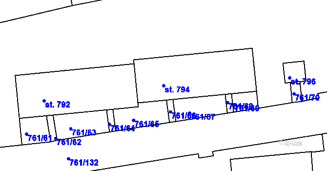 Parcela st. 794 v KÚ Bynov, Katastrální mapa