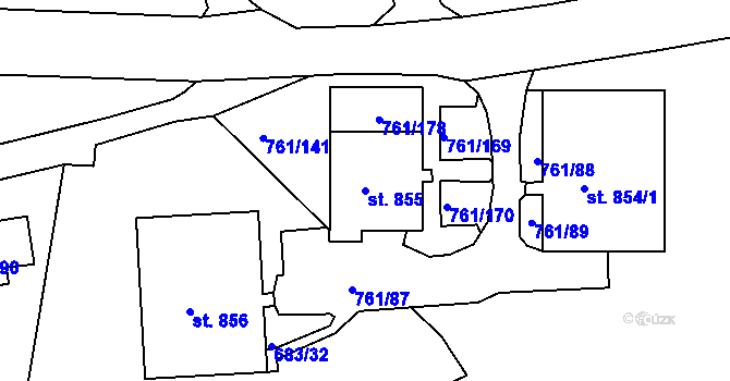 Parcela st. 855 v KÚ Bynov, Katastrální mapa