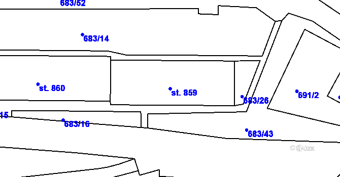 Parcela st. 859 v KÚ Bynov, Katastrální mapa