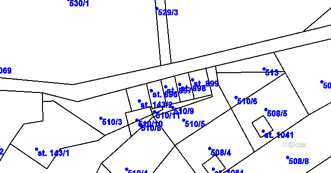 Parcela st. 897 v KÚ Bynov, Katastrální mapa