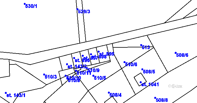Parcela st. 899 v KÚ Bynov, Katastrální mapa