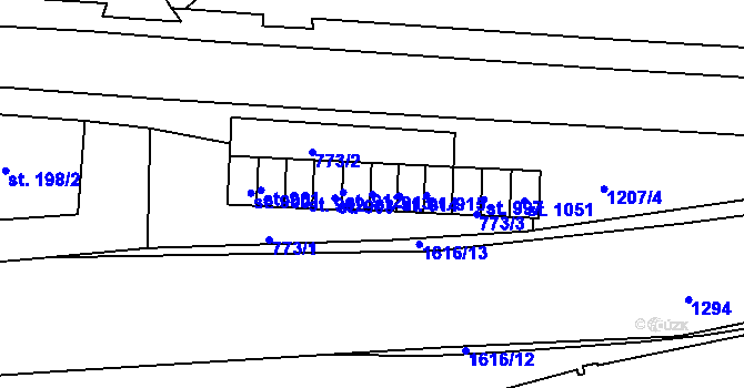 Parcela st. 913 v KÚ Bynov, Katastrální mapa