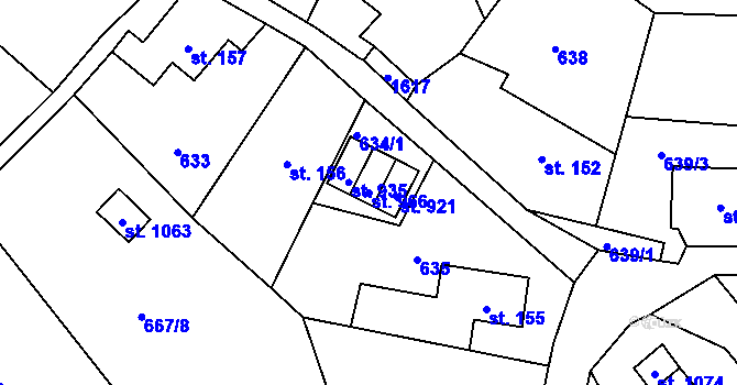 Parcela st. 966 v KÚ Bynov, Katastrální mapa