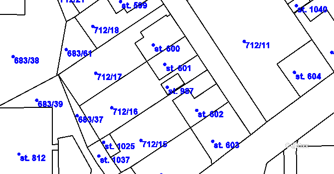 Parcela st. 987 v KÚ Bynov, Katastrální mapa
