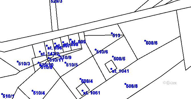 Parcela st. 510/6 v KÚ Bynov, Katastrální mapa
