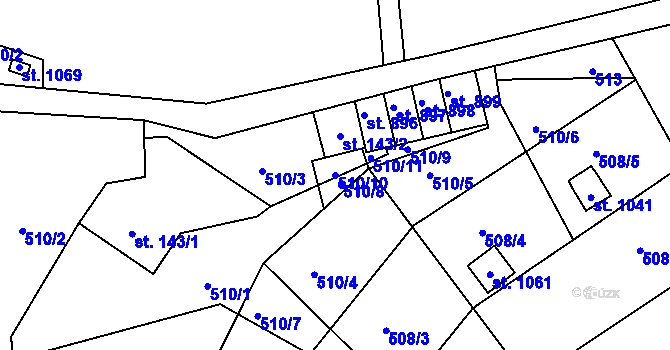 Parcela st. 510/10 v KÚ Bynov, Katastrální mapa