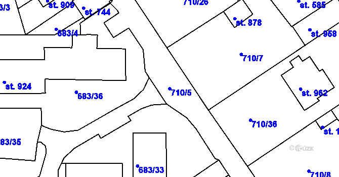 Parcela st. 710/5 v KÚ Bynov, Katastrální mapa