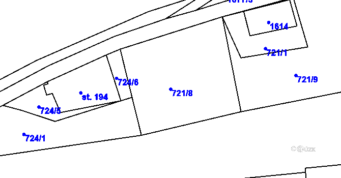 Parcela st. 721/8 v KÚ Bynov, Katastrální mapa