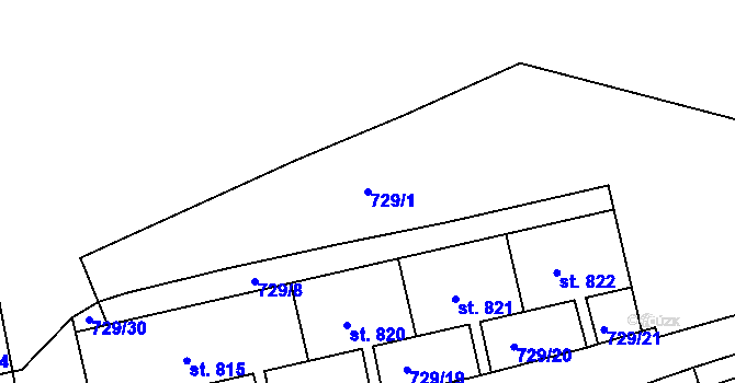 Parcela st. 729/1 v KÚ Bynov, Katastrální mapa