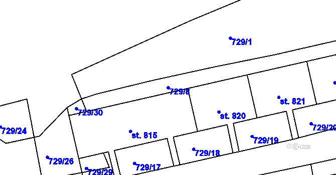 Parcela st. 729/8 v KÚ Bynov, Katastrální mapa
