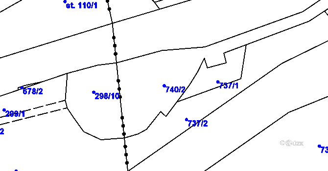 Parcela st. 740/2 v KÚ Bynov, Katastrální mapa