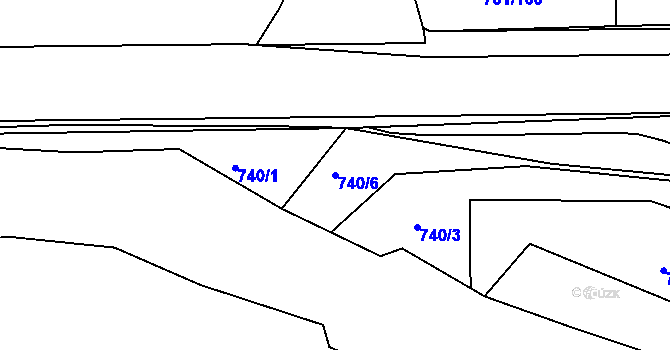 Parcela st. 740/6 v KÚ Bynov, Katastrální mapa