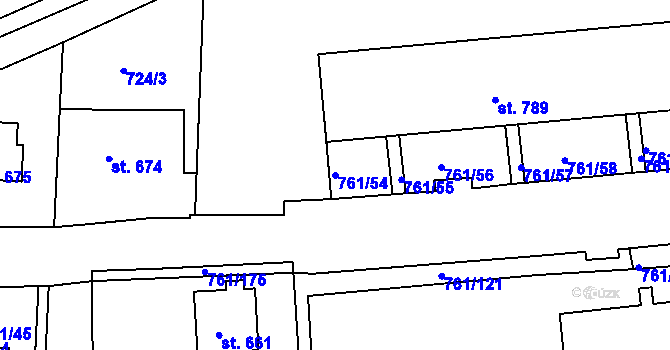 Parcela st. 761/54 v KÚ Bynov, Katastrální mapa