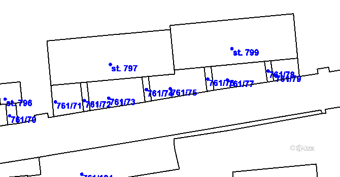 Parcela st. 761/75 v KÚ Bynov, Katastrální mapa