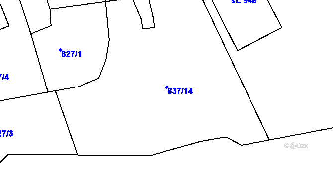 Parcela st. 837/14 v KÚ Bynov, Katastrální mapa
