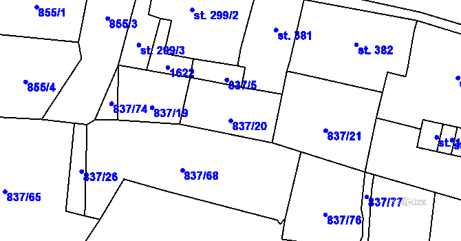 Parcela st. 837/20 v KÚ Bynov, Katastrální mapa