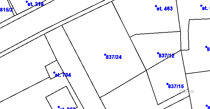 Parcela st. 837/24 v KÚ Bynov, Katastrální mapa