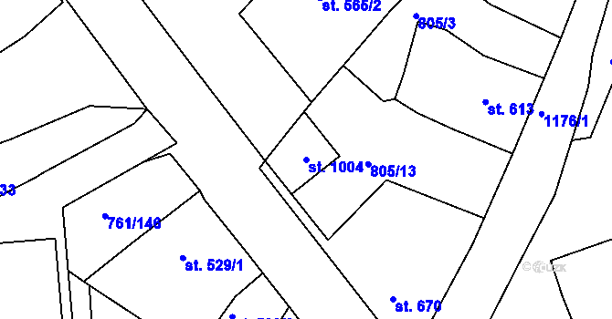 Parcela st. 1004 v KÚ Bynov, Katastrální mapa