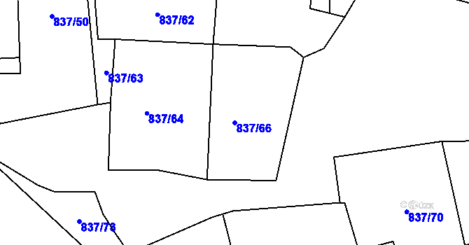 Parcela st. 837/66 v KÚ Bynov, Katastrální mapa