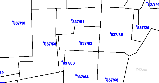 Parcela st. 837/62 v KÚ Bynov, Katastrální mapa