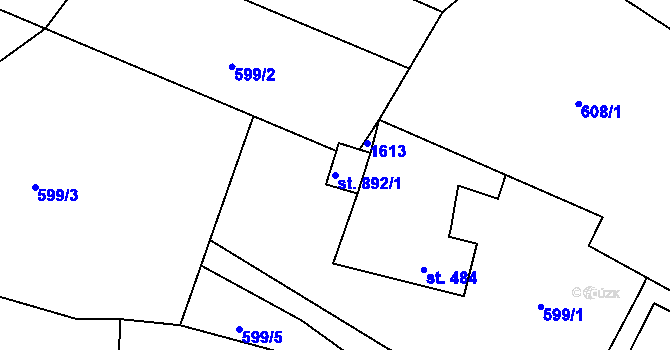 Parcela st. 892/1 v KÚ Bynov, Katastrální mapa