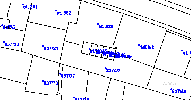 Parcela st. 1046 v KÚ Bynov, Katastrální mapa