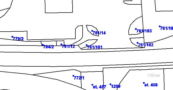 Parcela st. 761/181 v KÚ Bynov, Katastrální mapa