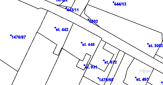 Parcela st. 448 v KÚ Bělá u Děčína, Katastrální mapa
