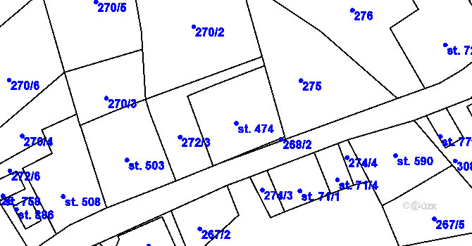 Parcela st. 474 v KÚ Bělá u Děčína, Katastrální mapa
