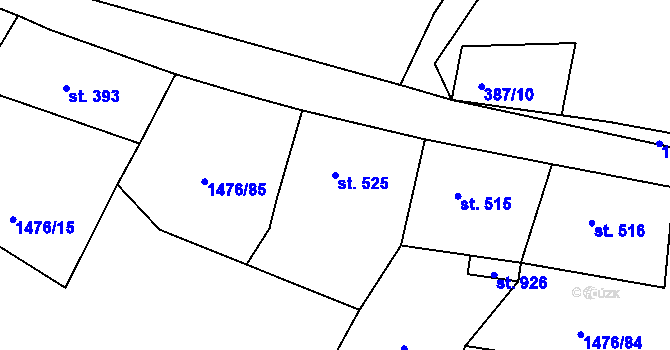 Parcela st. 525 v KÚ Bělá u Děčína, Katastrální mapa