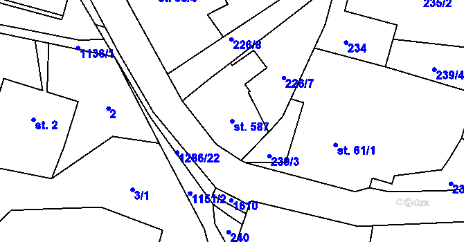 Parcela st. 587 v KÚ Bělá u Děčína, Katastrální mapa