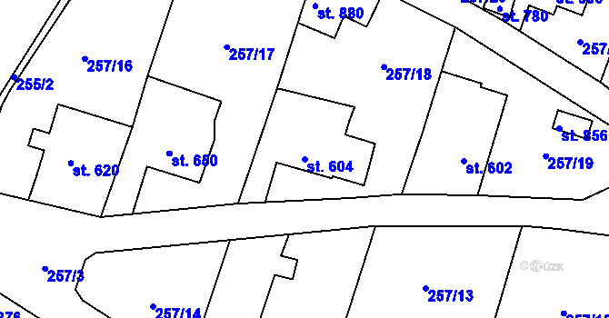Parcela st. 604 v KÚ Bělá u Děčína, Katastrální mapa