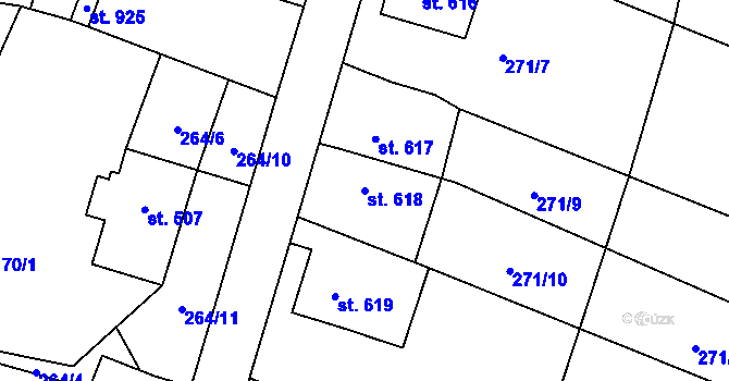 Parcela st. 618 v KÚ Bělá u Děčína, Katastrální mapa