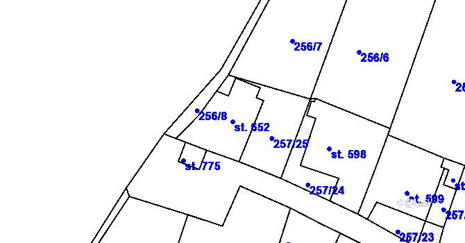 Parcela st. 652 v KÚ Bělá u Děčína, Katastrální mapa