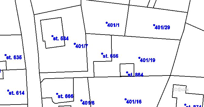Parcela st. 656 v KÚ Bělá u Děčína, Katastrální mapa