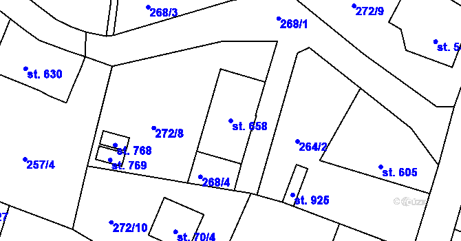Parcela st. 658 v KÚ Bělá u Děčína, Katastrální mapa