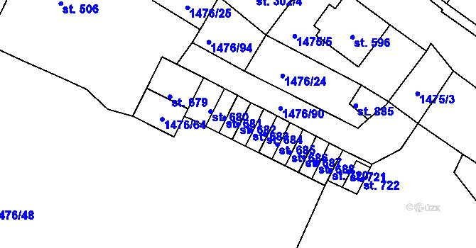 Parcela st. 682 v KÚ Bělá u Děčína, Katastrální mapa
