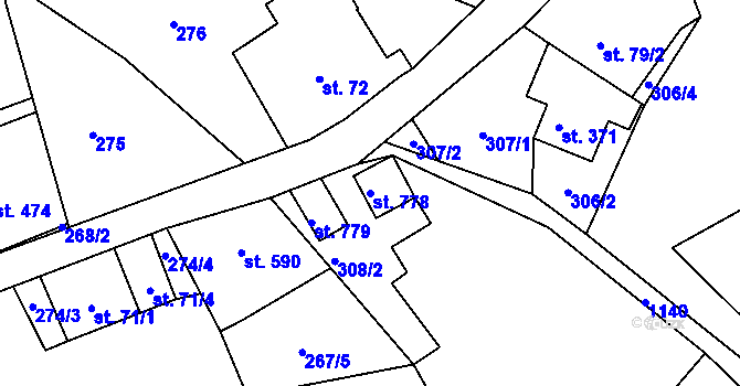 Parcela st. 778 v KÚ Bělá u Děčína, Katastrální mapa