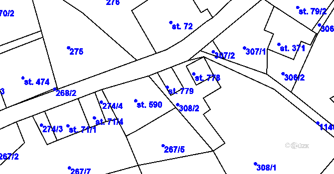 Parcela st. 779 v KÚ Bělá u Děčína, Katastrální mapa