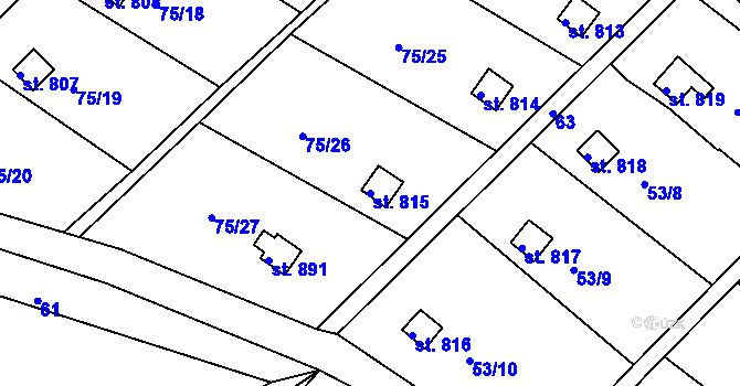 Parcela st. 815 v KÚ Bělá u Děčína, Katastrální mapa