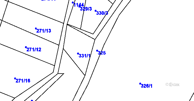 Parcela st. 325 v KÚ Bělá u Děčína, Katastrální mapa